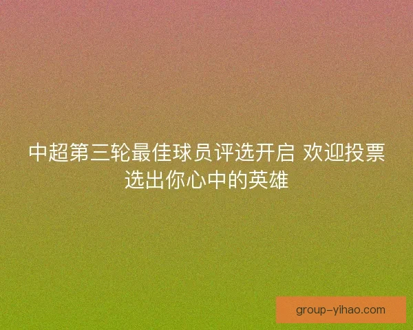 中超第三轮最佳球员评选开启 欢迎投票选出你心中的英雄
